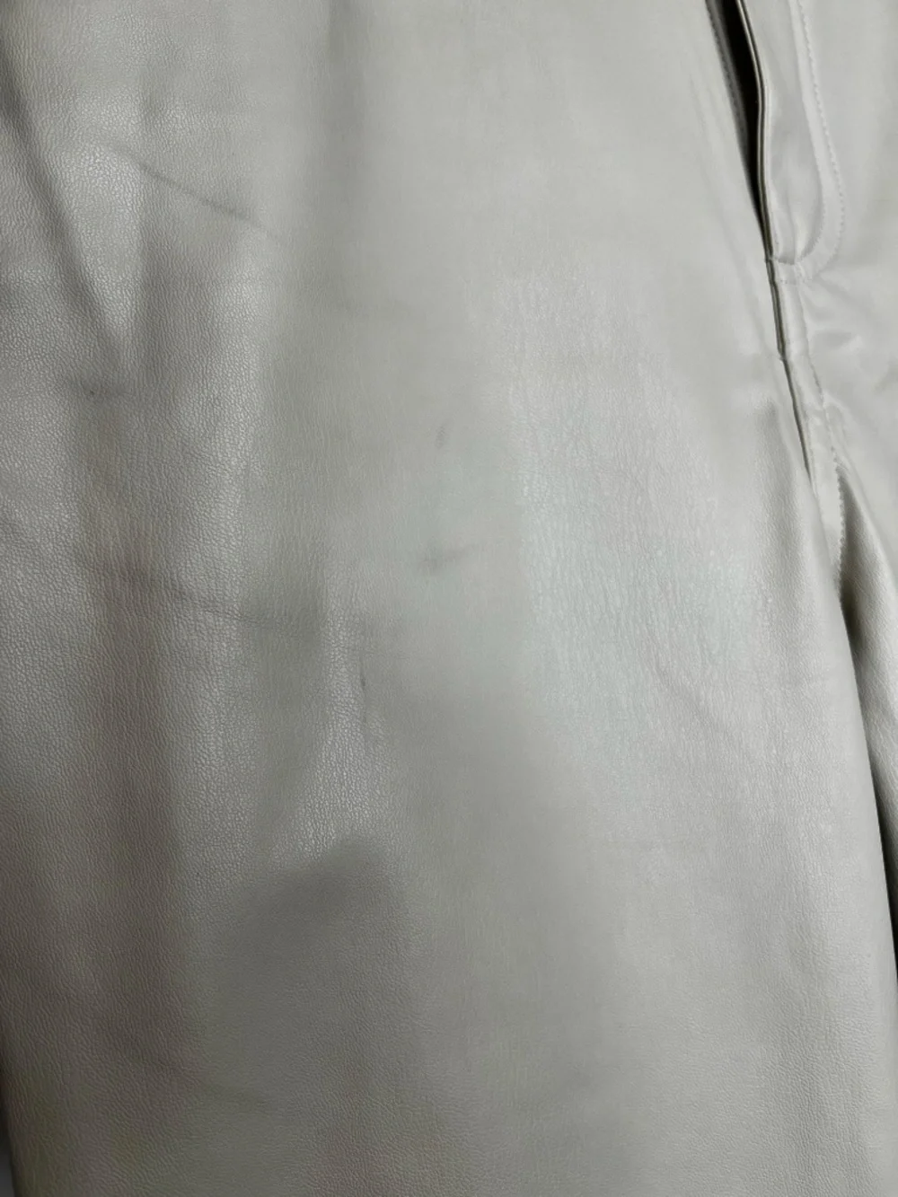 Zara Faux Leather Pants Size 4 Cream Beige High Waist Straight Leg Vegan Leather - Picture 9 of 11